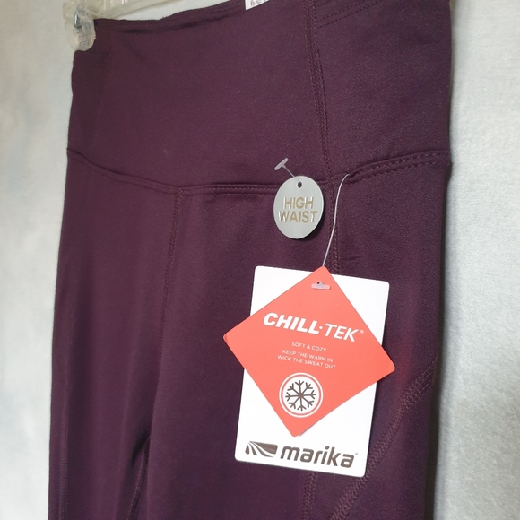 Marika Wild Plum Chill-Tek Soft Fleece Lined Active High Waist Active Leggings S - Picture 9 of 16